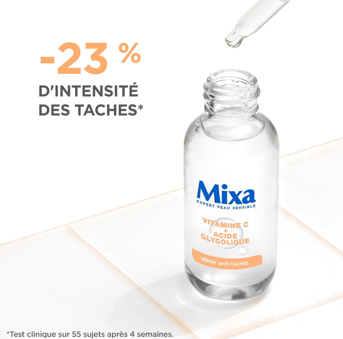 Mixa Sérum Concentré Anti-Taches - Pour les Teints Ternes Enrichi en Vitamine C et Acide Glycolique