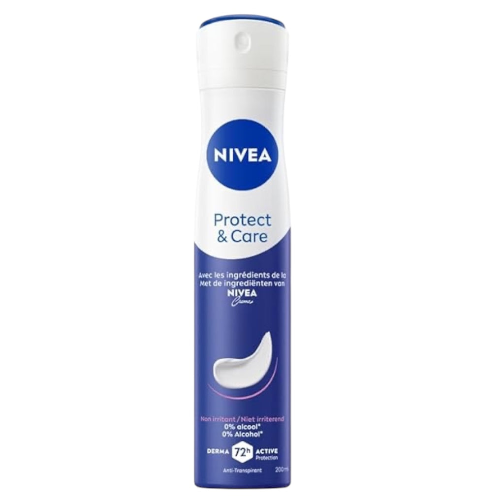 NIVEA Protect & Care Deo-Spray – 200 Ml, 48h Schutz, Alkoholfrei, Mit Pflegekomplex, Für Sensible Haut