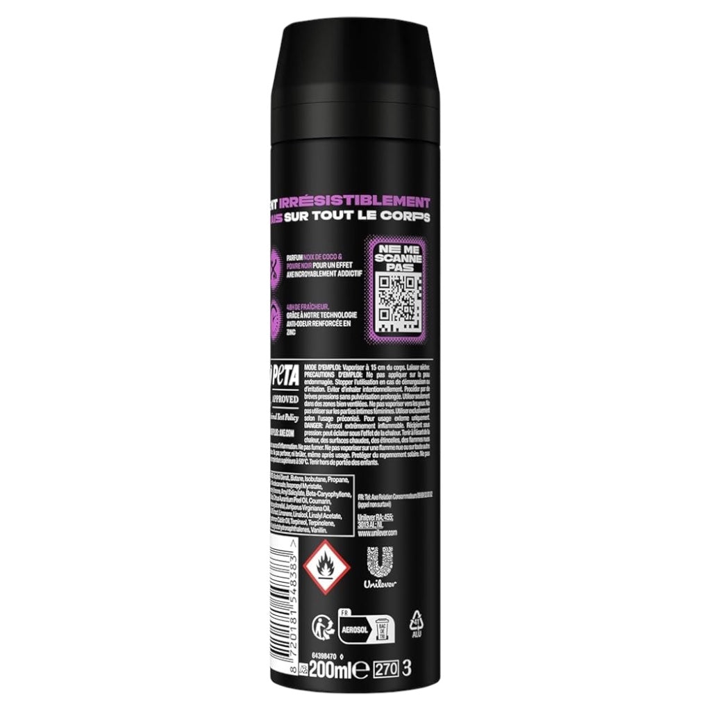 Axe Provocation Déodorant Spray 48H Noix De Coco Et Poivre Noir