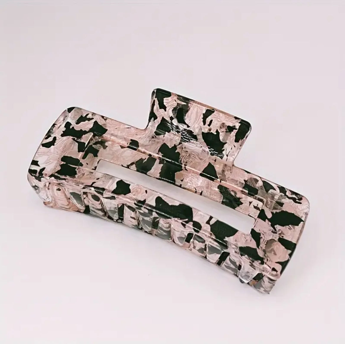 مشبك شعر مستطيل كبير بنمط مخلب القرش، مشبك شعر مجوف للنساء