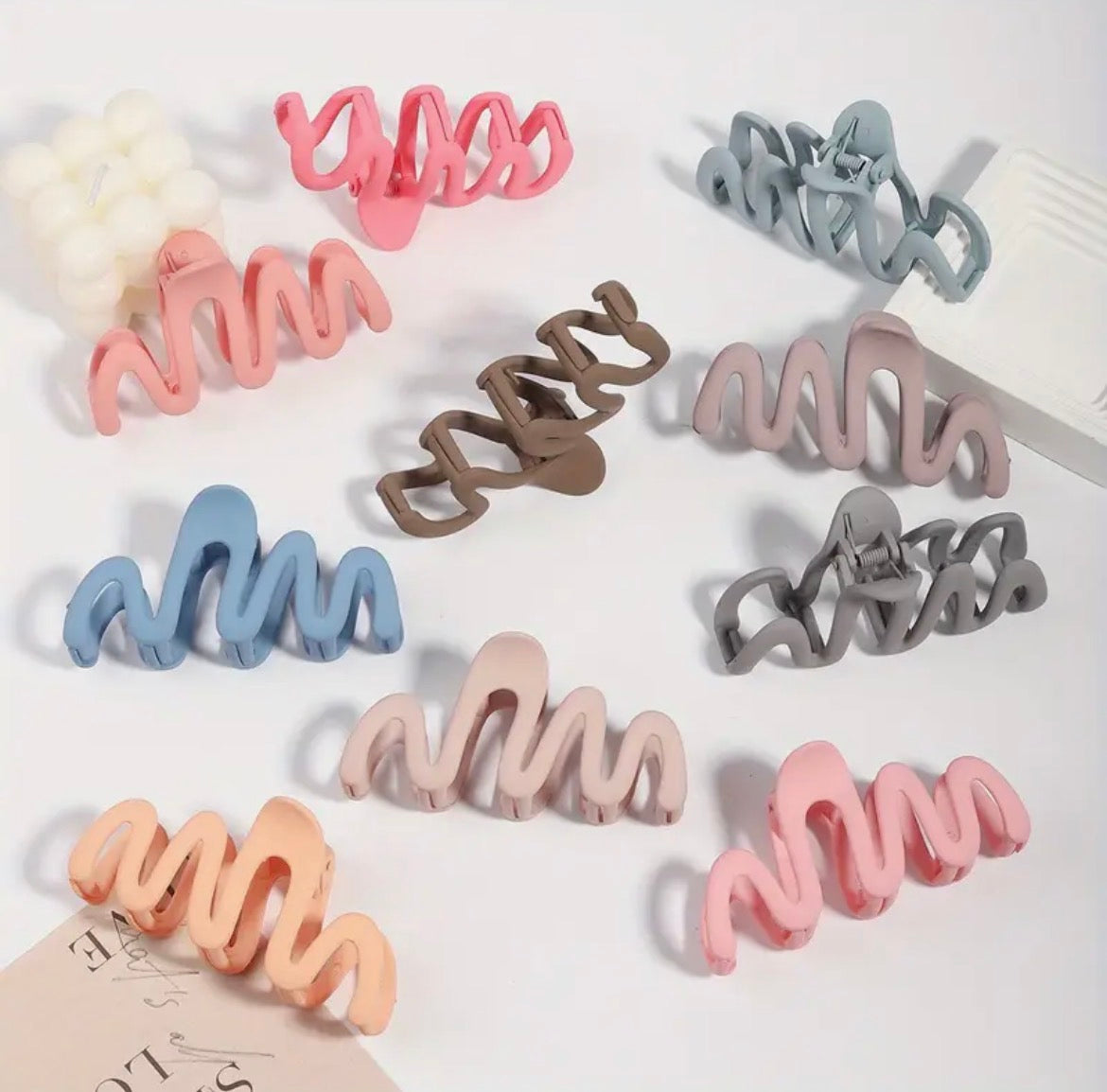 Barrette Vague Couleur Macaron Grandes Pinces À Cheveux Antidérapantes Avec Teintes Paste