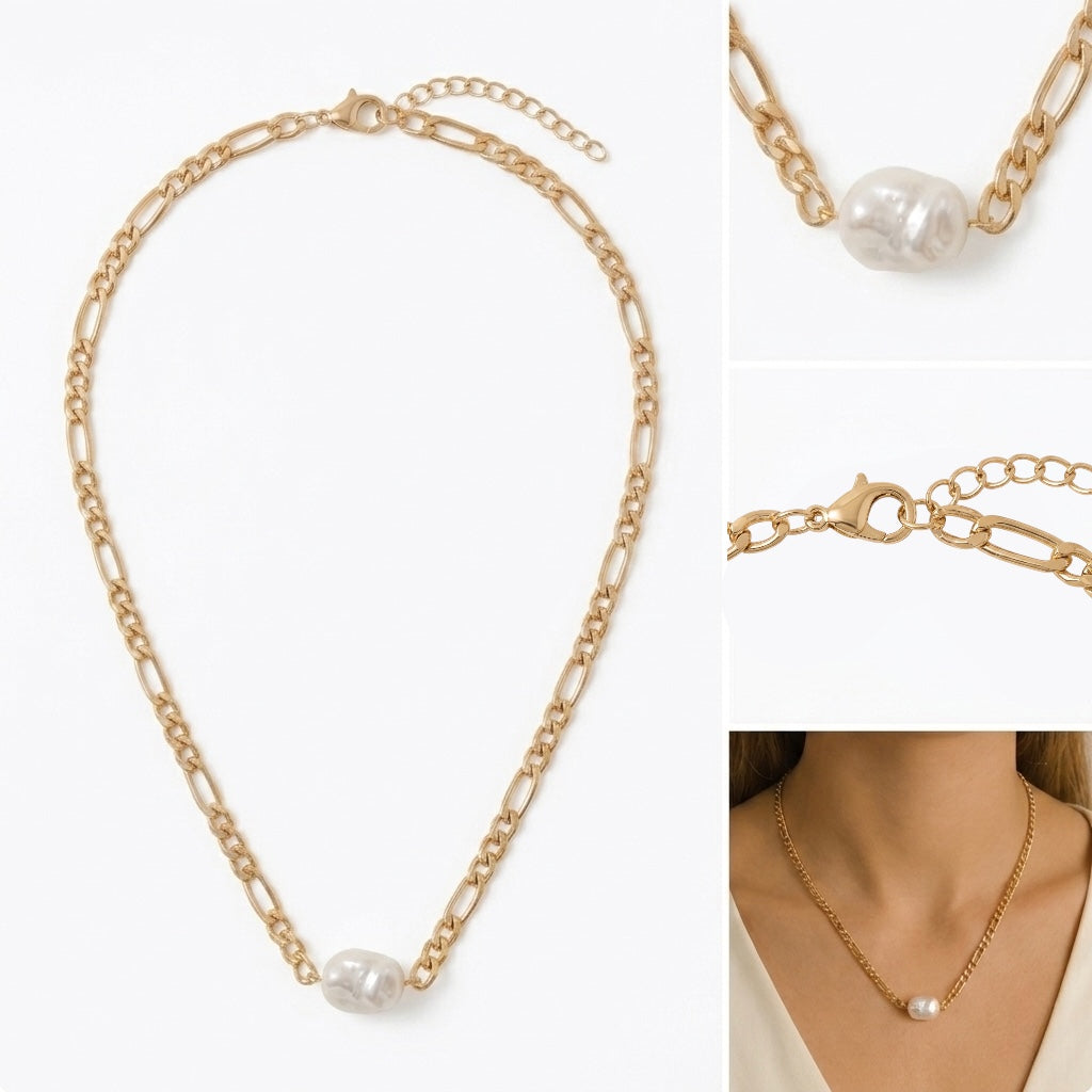 Collier Doré avec Perle Baroque