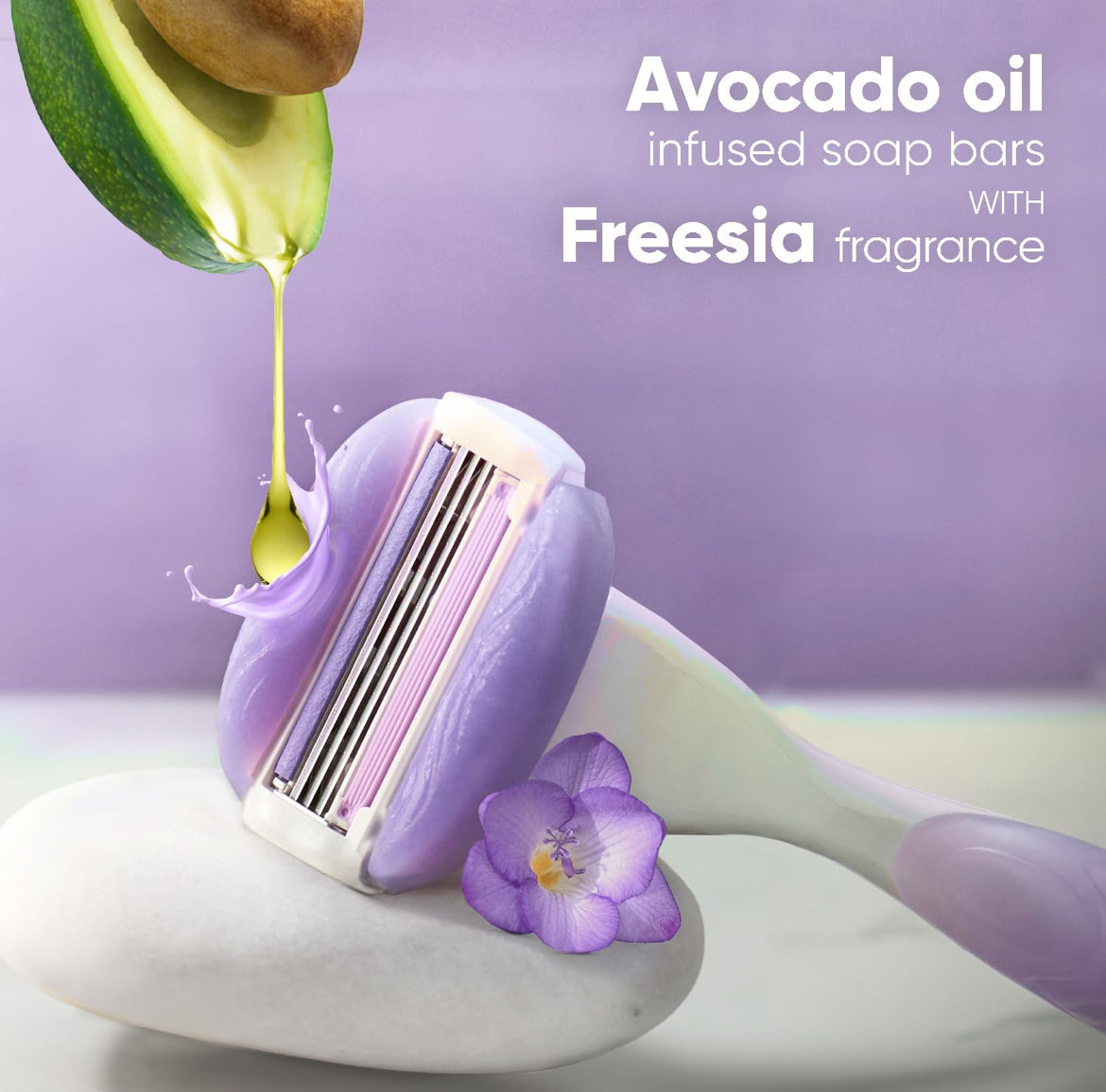 ماكينة حلاقة جيليت فينوس كومفورت جلايد مع جل زيت الأفوكادو - مقبض واحد + قطعة غيار واحدة