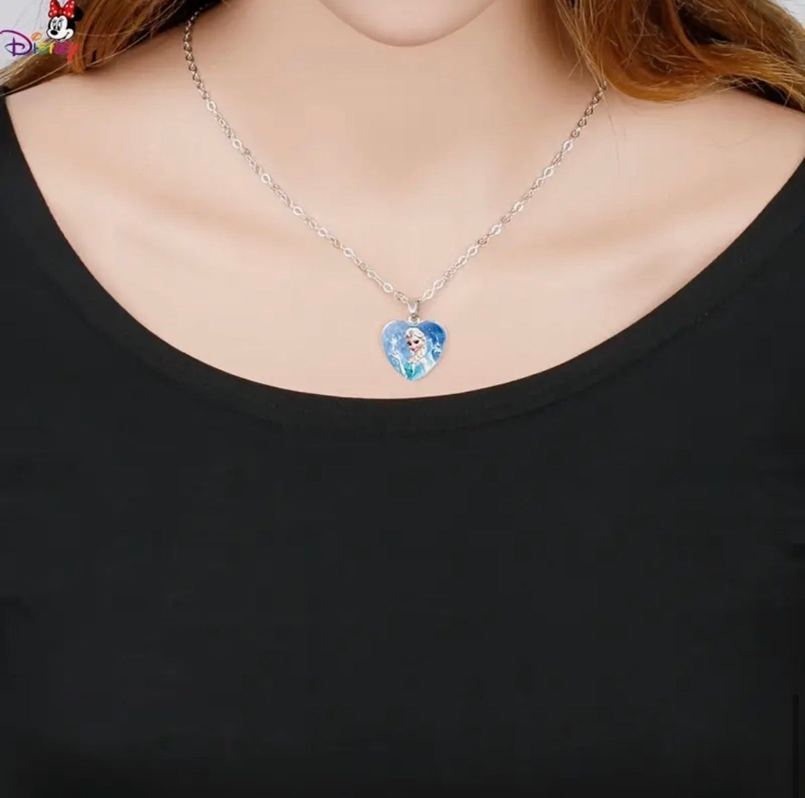 Pendentif Cœur De La Princesse Elsa De La Reine Des Neiges Avec Chaîne Argentée