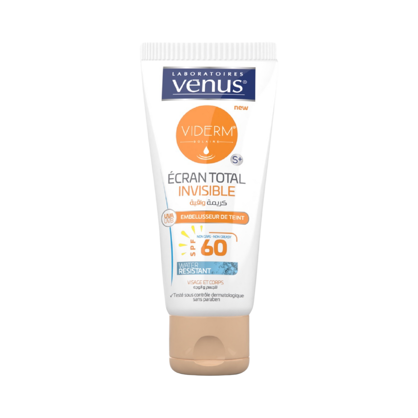 Venus Viderm Écran Total Invisible Embellisseur de Teint IP 60+ Crème Solaire Très Haute Protection