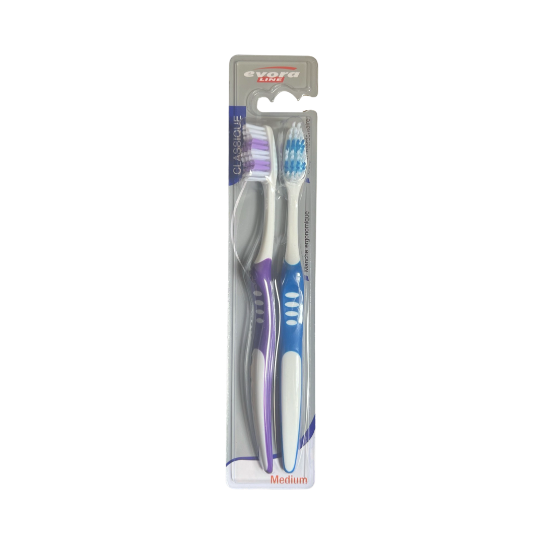 Evoria Line brosse à dent Classique Médium 2pcs