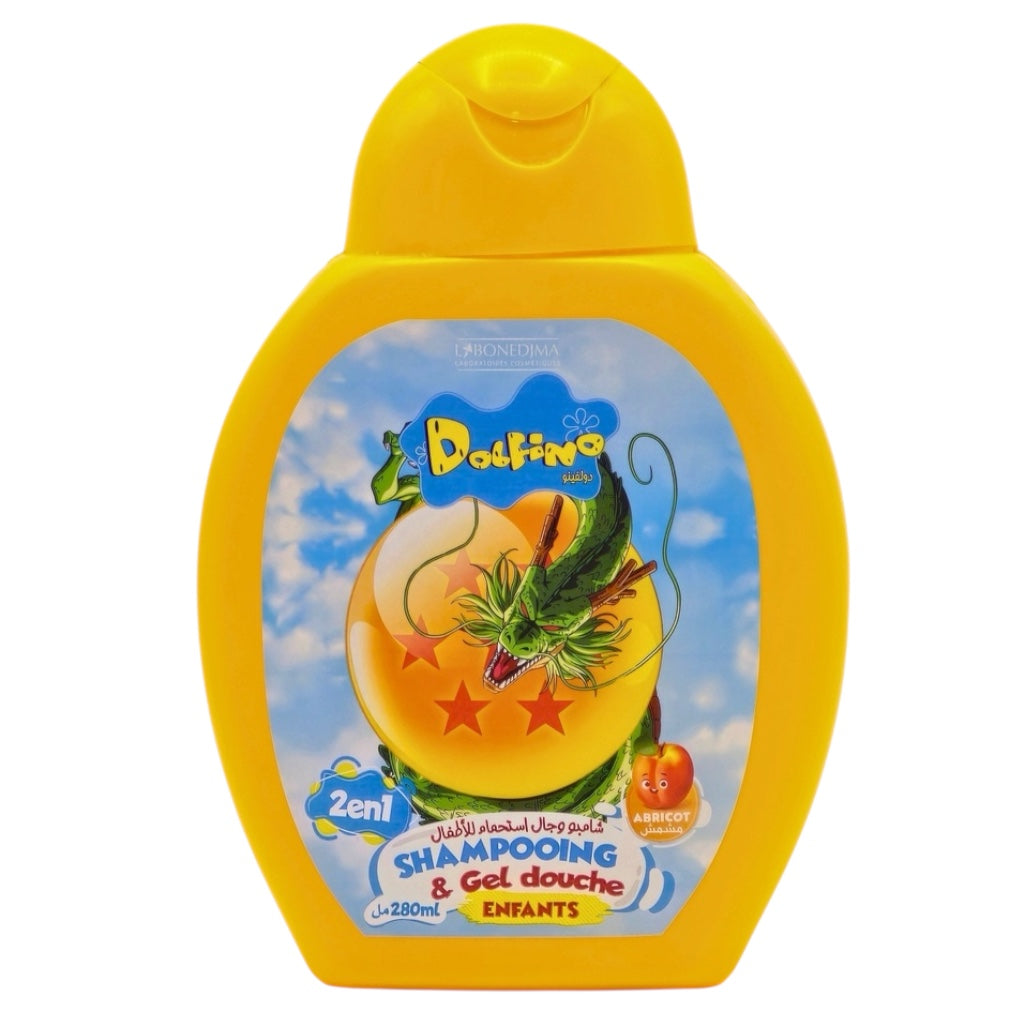 شامبو دولفينو للأطفال ٢ في ١ بنكهة دراغون بول المشمش