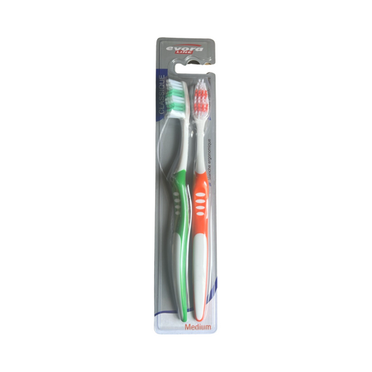 Evoria Line brosse à dent Classique Médium 2pcs