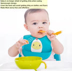 مريلة أطفال من السيليكون الناعم والمضاد للماء بطبعة كرتونية لطيفة للأولاد والبنات، قطعة واحدة