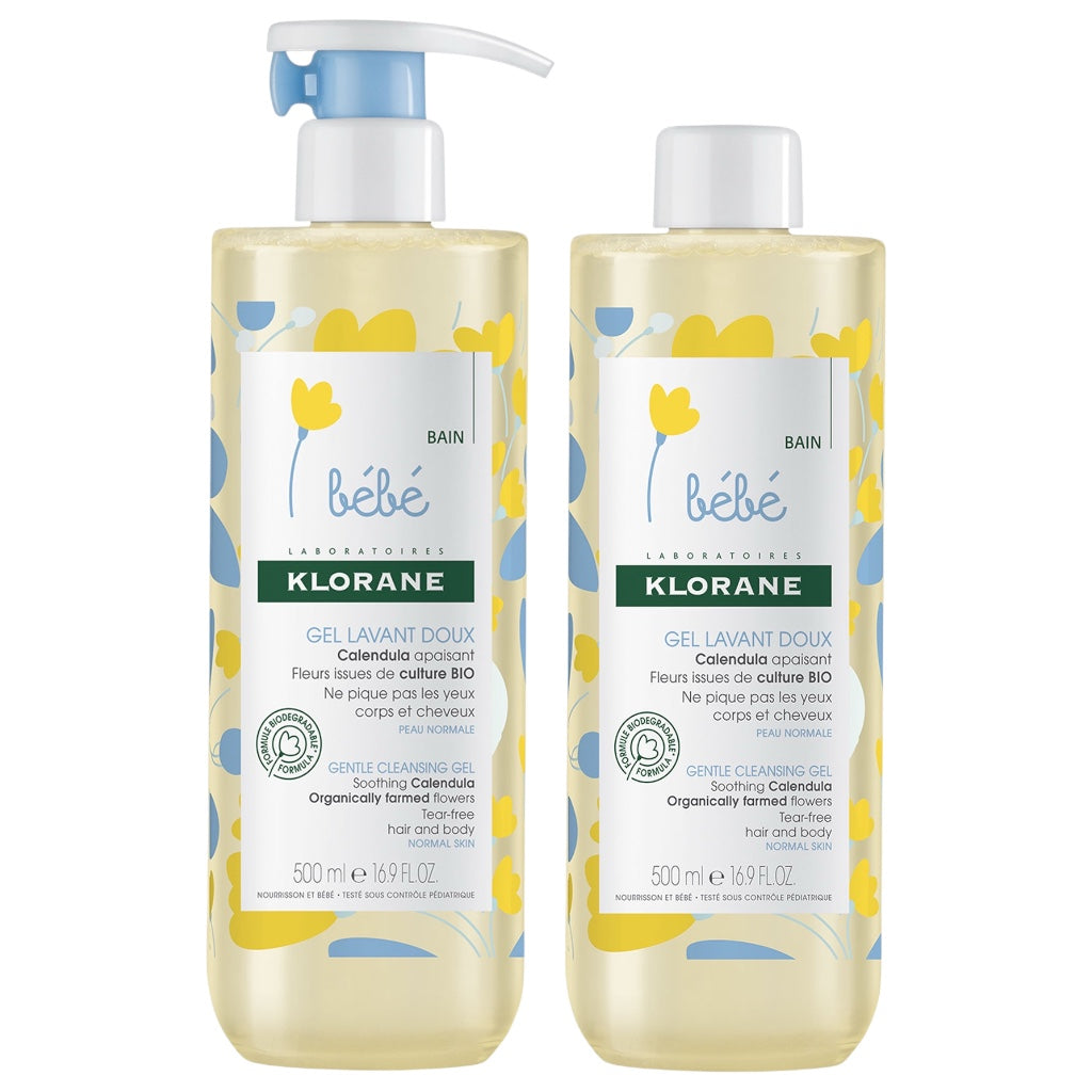 Klorane Bébé Gel Lavant Doux Au Calendula Apaisant Flacon 500Ml X 2