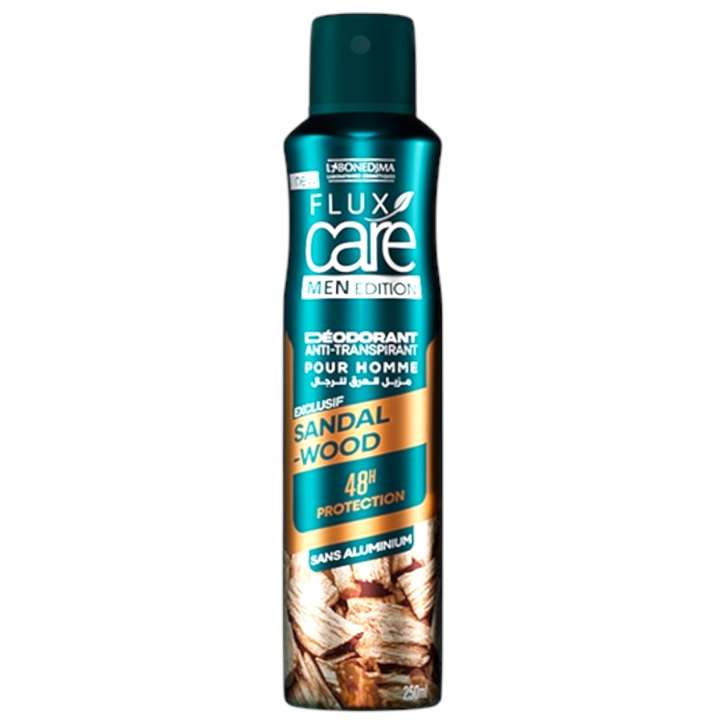 Flux Care Men Edition Déodorant Anti-Transpirant 0Our Homme Sandal Wood48H Protection Sans Alumonium