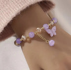 Bracelet En Perles D'Améthyste Pourpre De Style Bohémien Vintage