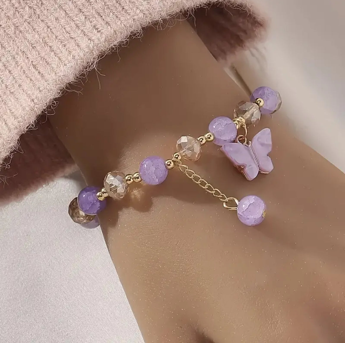 سوار عتيق الطراز بوهيمي مزين بخرز الجمشت الأرجواني