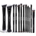 Ensemble De 12 Pinceaux De Pinceaux Pour Fond De Teint Blush Fard À Paupières Et Sourcils Poils En Nylon Doux Et Confortables Manches En Plastique Abs