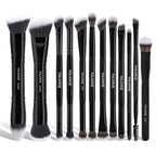Ensemble De 12 Pinceaux De Pinceaux Pour Fond De Teint Blush Fard À Paupières Et Sourcils Poils En Nylon Doux Et Confortables Manches En Plastique Abs