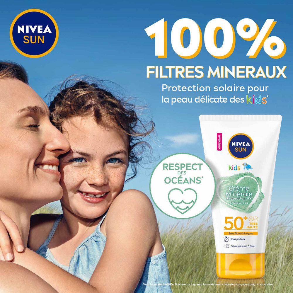 Nivea Crème Solaire Enfants Minérale Protection Uv À L'Aloe Vera Bio Fps 50+