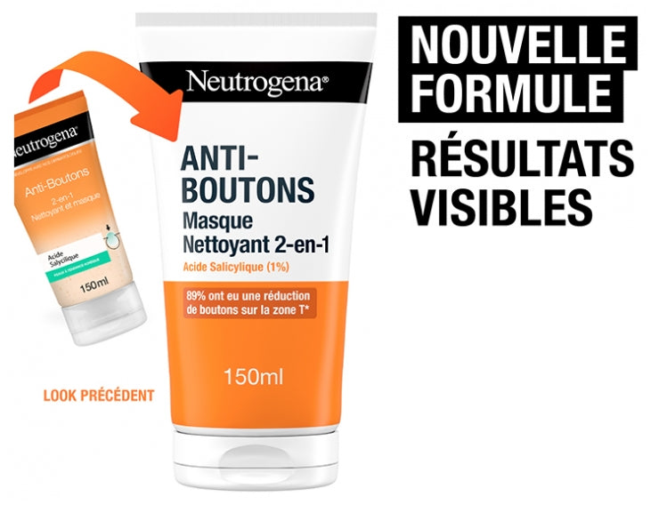 غسول وقناع نيوتروجينا فيزيبلي كلير المضاد للبقع 2 في 1 للوجه