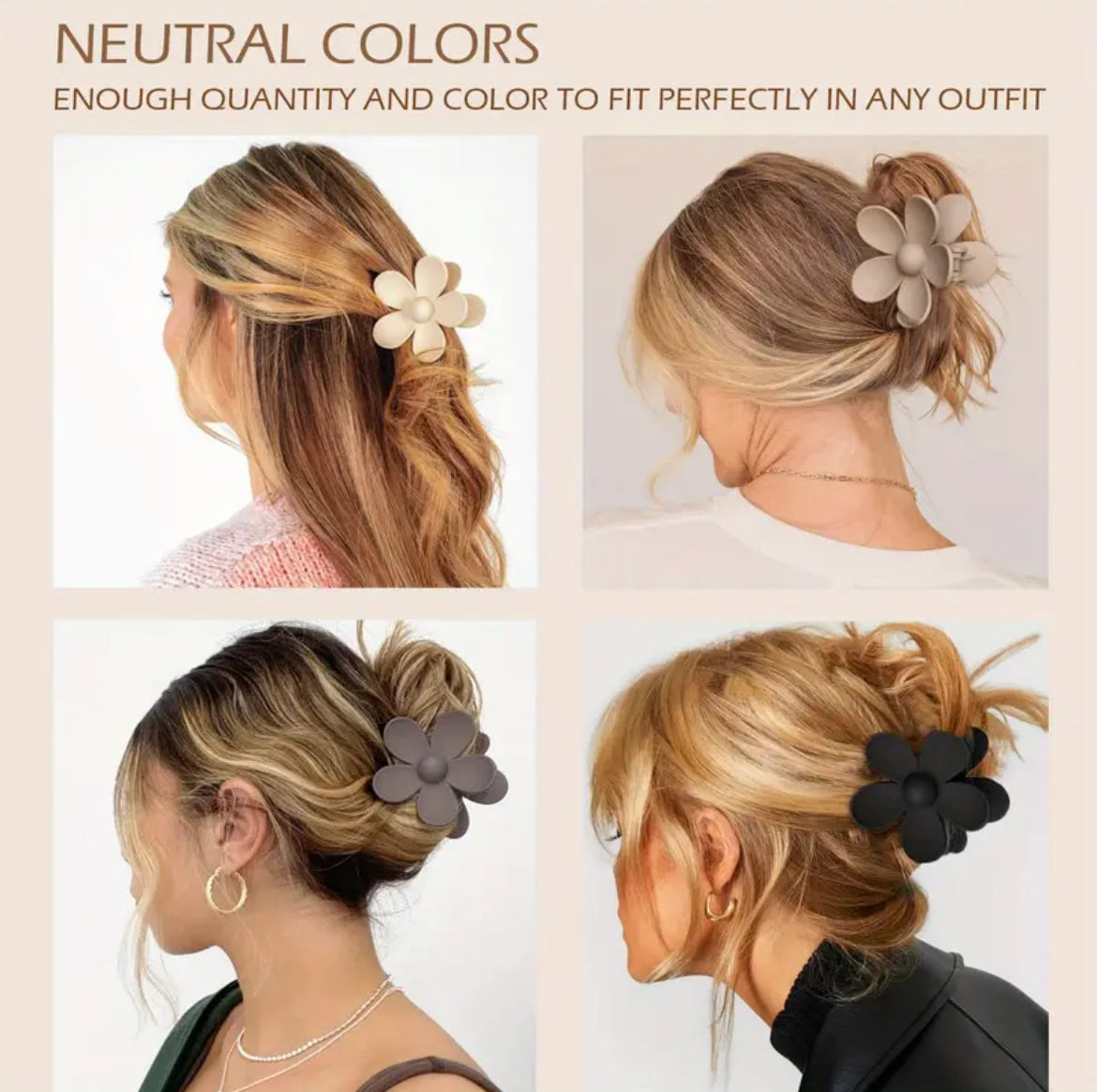 Pince À Cheveux Pinces À Griffes En Forme De Fleur Pinces À Mâchoires Carrées 1Pc