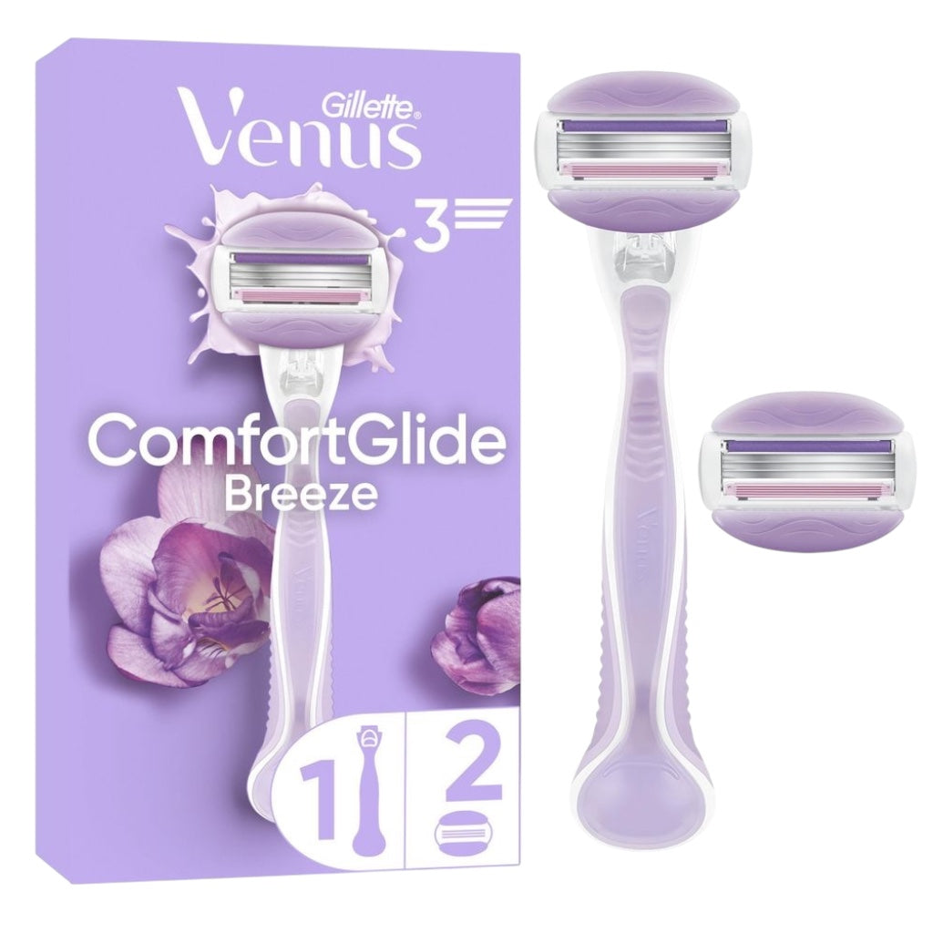 ماكينة حلاقة جيليت فينوس كومفورت جلايد بمقبض واحد + شفرتين بديلتين