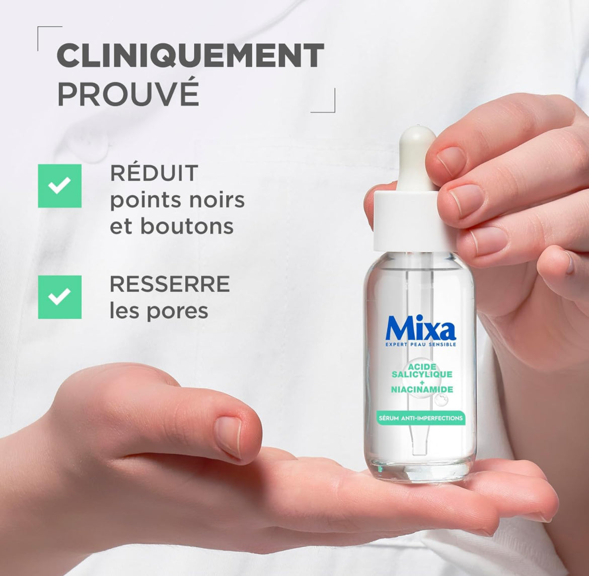 Mixa Sérum Concentré Anti-Imperfections Pour peaux à imperfections Enrichi en Acide Salicylique et Niacinamide