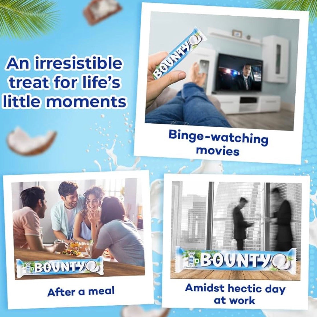 لوح شوكولاتة باونتي محشو بجوز الهند، جوز الهند الناعم والرقيق في المنتصف، 2 × 28.5 جرام