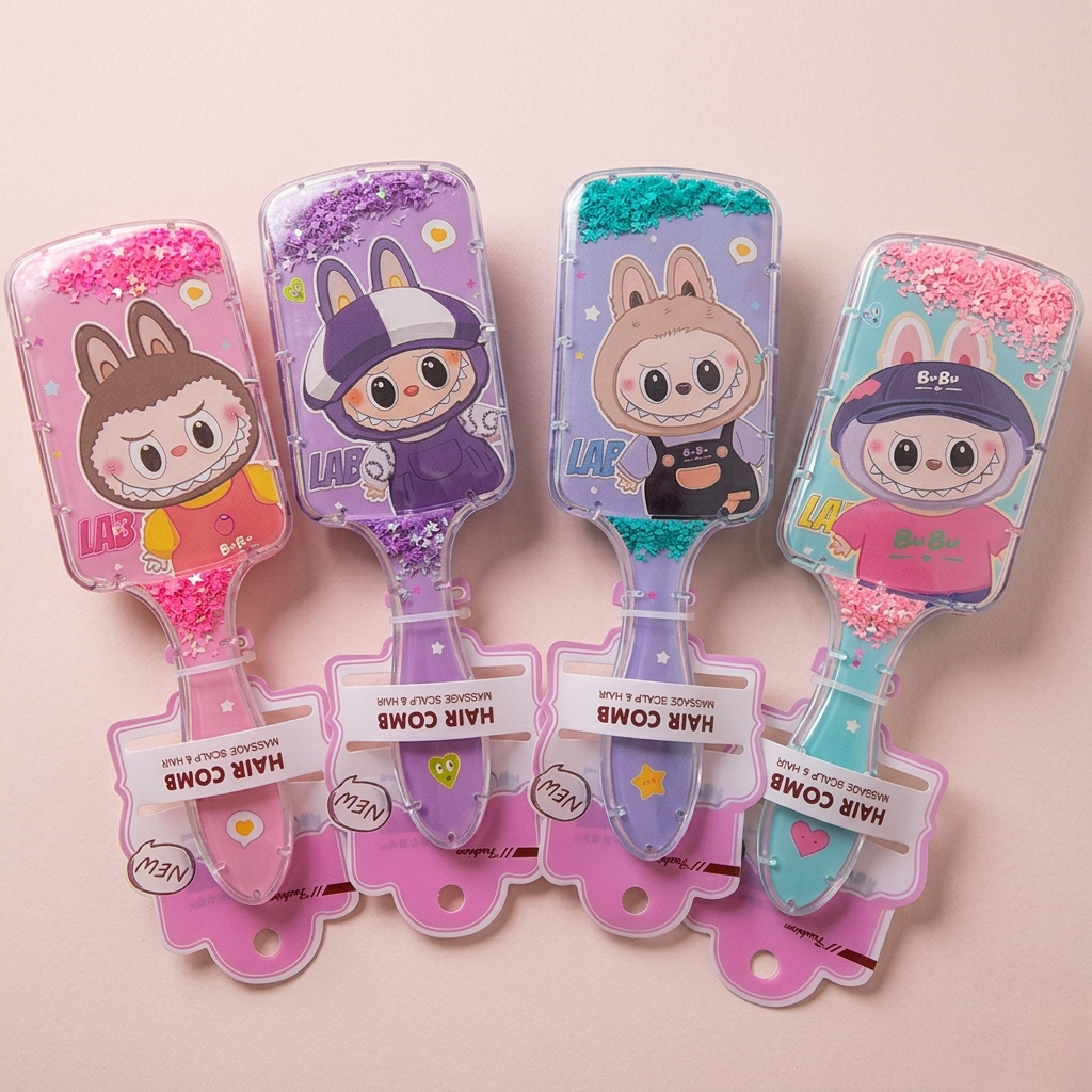 Brosse À Cheveux Labubu Paillettes Mobiles 1Pc