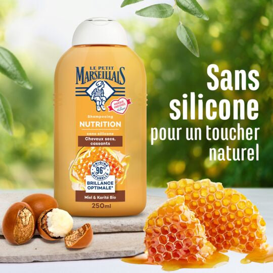 شامبو لو بوتي مارسييه المغذي للشعر الجاف والمتقصف، بالعسل وزبدة الشيا، عضوي