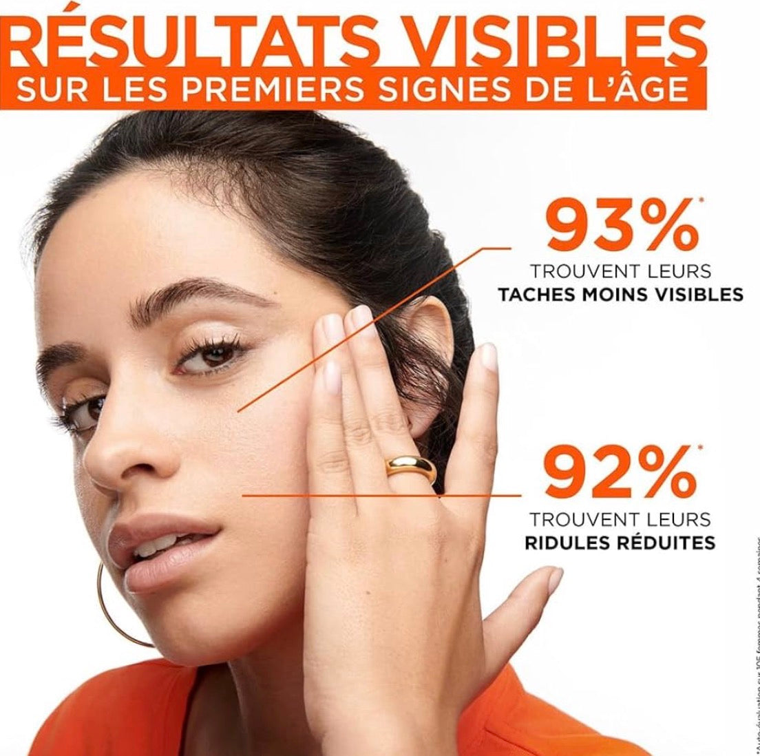 سائل لوريال باريس المضاد للأشعة فوق البنفسجية بعامل حماية من الشمس 50+، فيتامين سي + فيتامين إي + حمض الهيالورونيك، للبقع الداكنة والتجاعيد ولون البشرة غير الموحد، لمسة نهائية غير مرئية