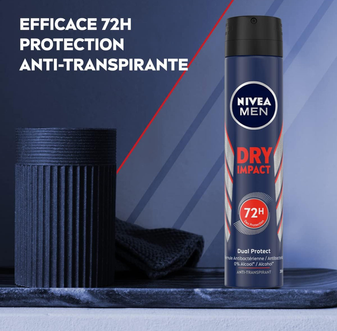 Nivea Men Déodorant Spray Dry Impact Efficace 72 h, Anti-Transpirant