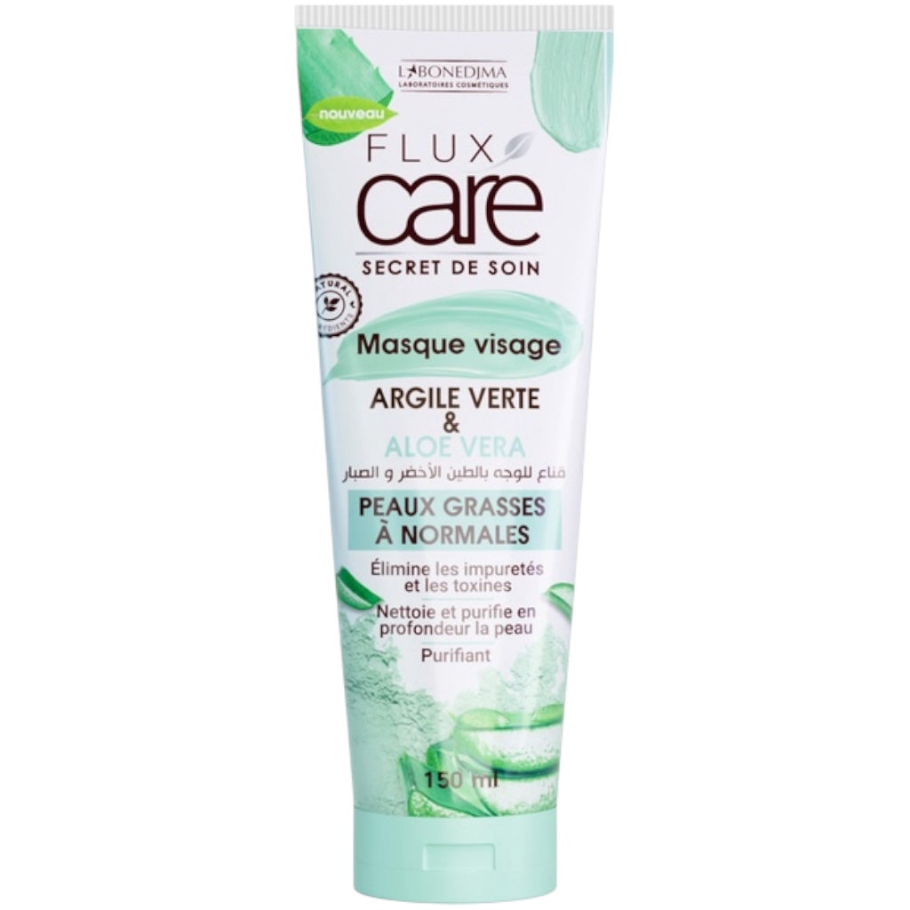 قناع الوجه من فلوكس كير بالطين الأخضر والصبار للبشرة العادية إلى الرقيقة