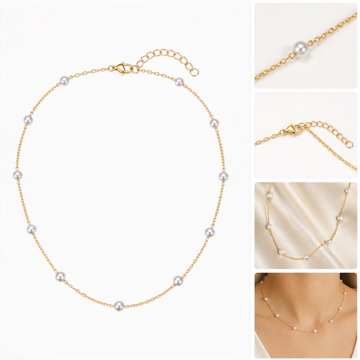 Collier Doré Avec Perles Élégantes