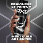 مزيل عرق للجسم من آكس للرجال، بخاخ أسود يدوم 48 ساعة، انتعاش لا يتوقف