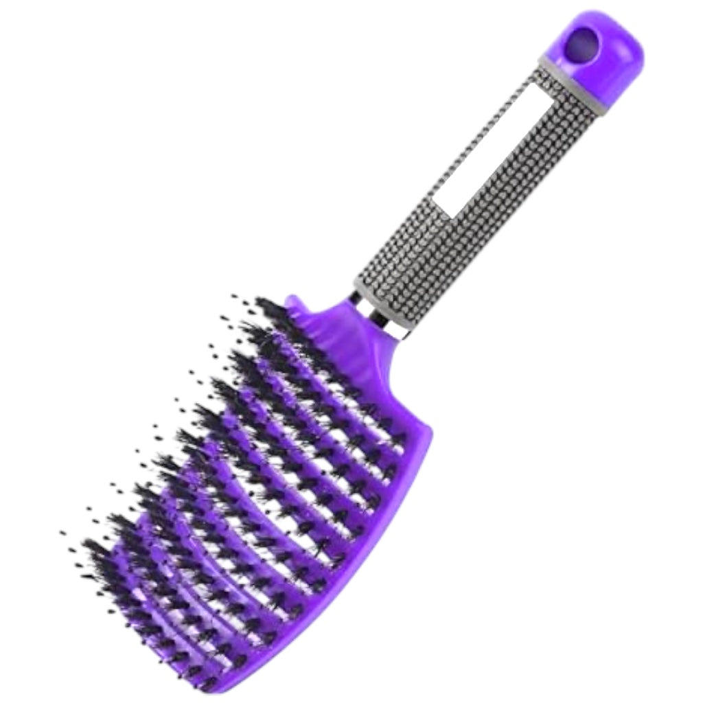 فرشاة الشعر السحرية - فك تشابك الشعر فورًا - شعيرات الخنزير والنايلون مضادة للتكسر والكهرباء الساكنة للشعر المجعد أو المستقيم أو الكثيف أو الناعم