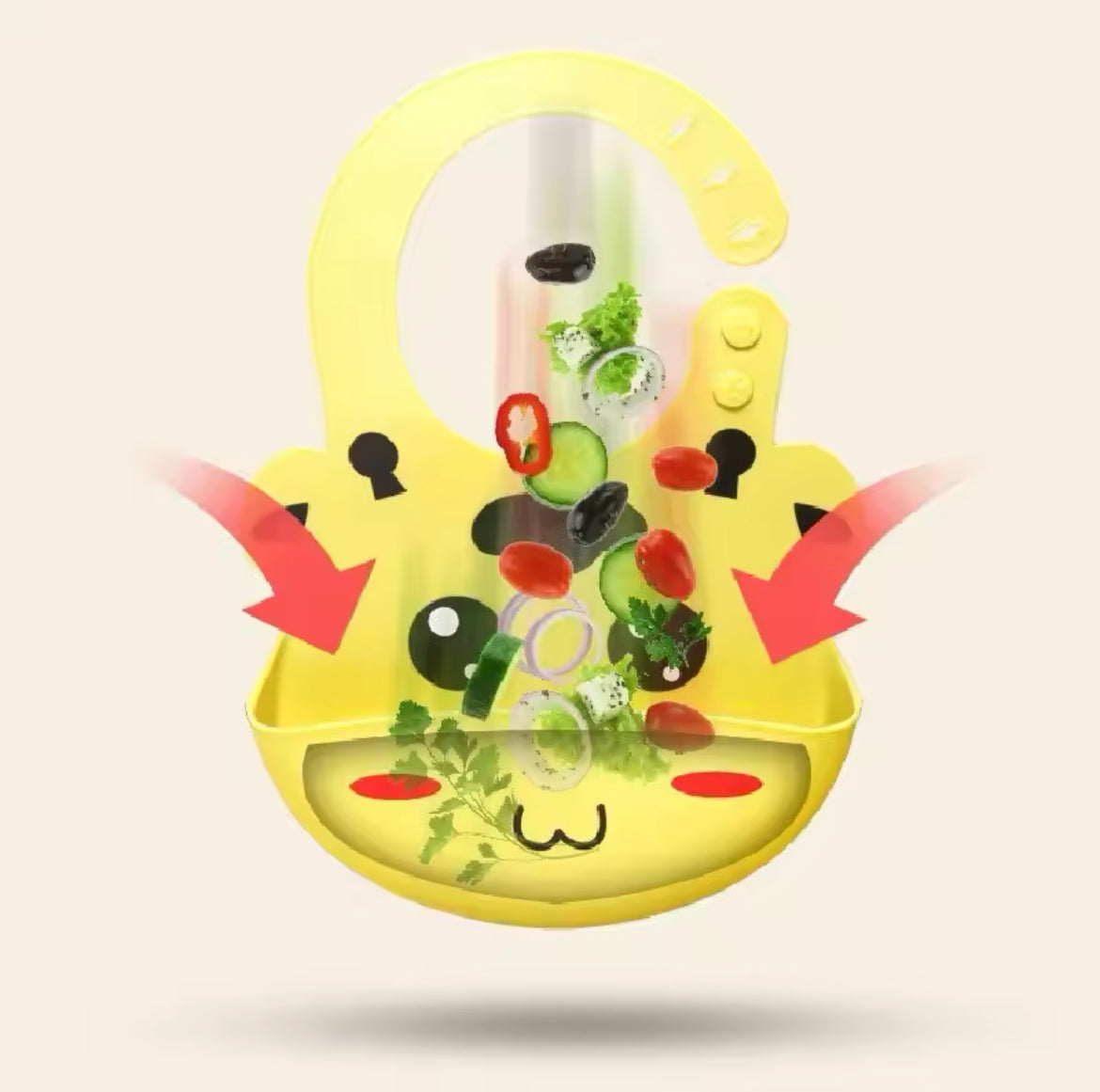 مريلة أطفال من السيليكون الناعم والمضاد للماء بطبعة كرتونية لطيفة للأولاد والبنات، قطعة واحدة