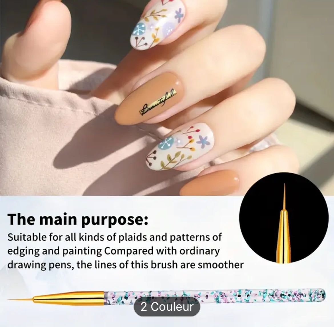 Pinceau De Peinture Acrylique Pour Nail Art Design De Fleurs Et De Rayures Stylo De Dessin Diy Outil De Manucure