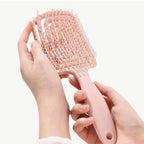 1 Peigne Brosse À Cheveux Côtelé Dents Courbées Grandes Manche En Plastique Abs