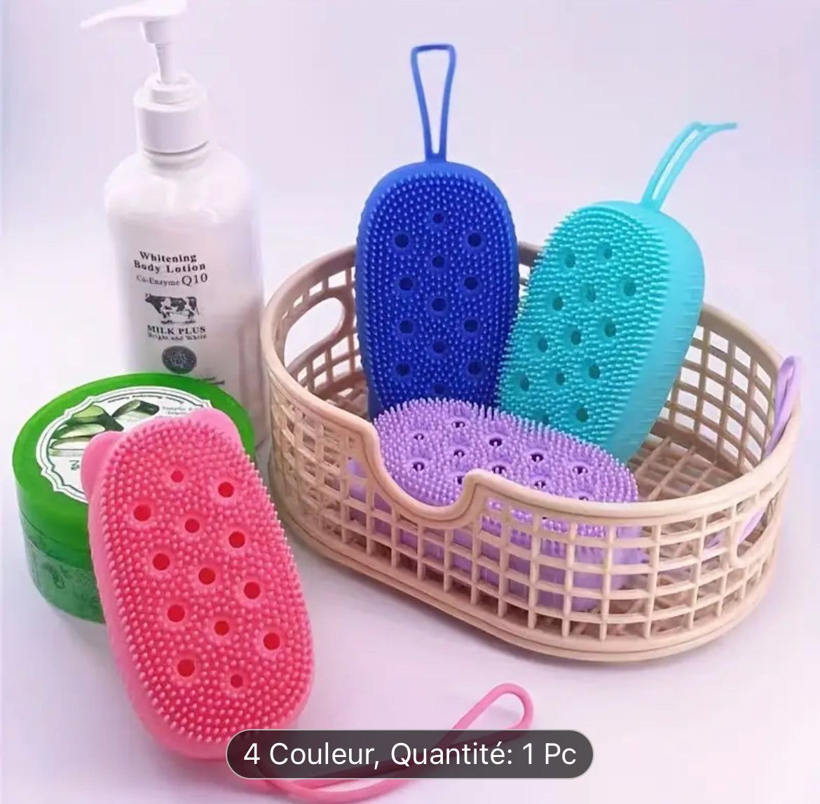 ليفة استحمام سيليكونية، فرشاة تدليك وتقشير مزدوجة الجوانب، أداة استحمام، إكسسوارات حمام، قطعة واحدة