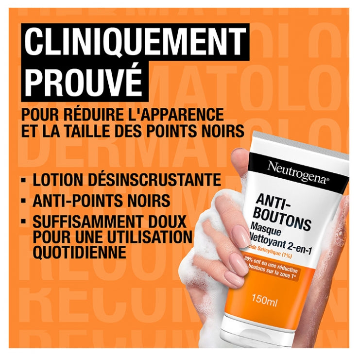 غسول وقناع نيوتروجينا فيزيبلي كلير المضاد للبقع 2 في 1 للوجه