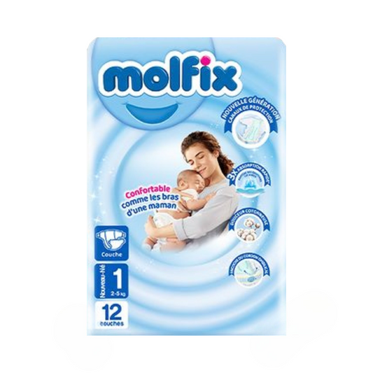 Molfix Couches Taille 1 (2-5kg), 12 couches bébé