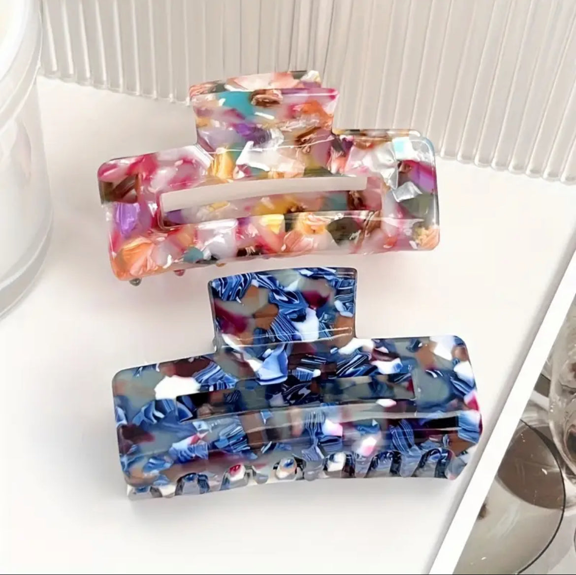 Pinces À Cheveux Vintage En Acétate Épaisses Et Antidérapantes