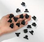 Mini Pince À Cheveux En Caoutchouc Givré Noir 2Pcs