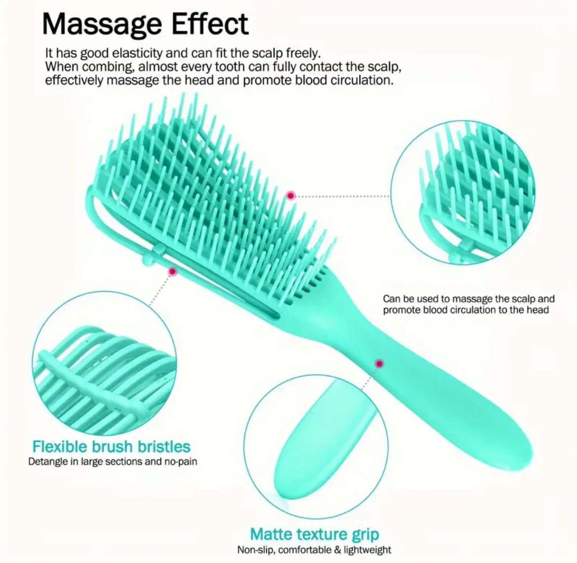 Brosse Anti-Nœuds Yaowithsu Peigne Démêlant 8 Griffes Pour Cheveux Secs Ou Mouillés