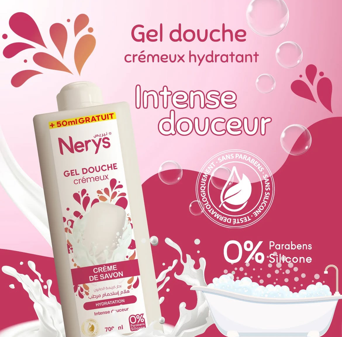 Nerys Gel Douche Crémeux Créme De Savon Hydratation Intense Gourmandise