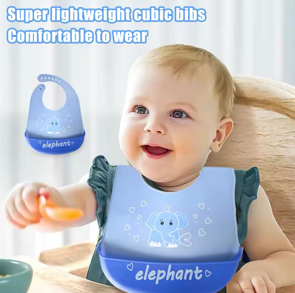 مريلة سيليكون لمستلزمات تغذية الأطفال حديثي الولادة مقاومة للماء، قطعة واحدة