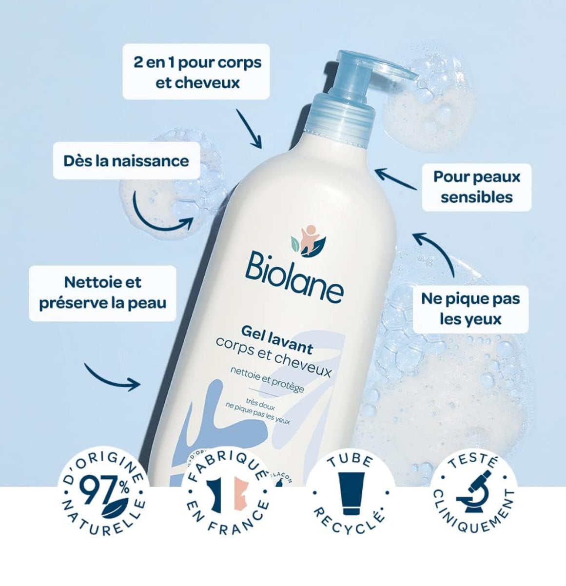 جل غسول الجسم والشعر من بيولين للبشرة الحساسة والشعر الناعم