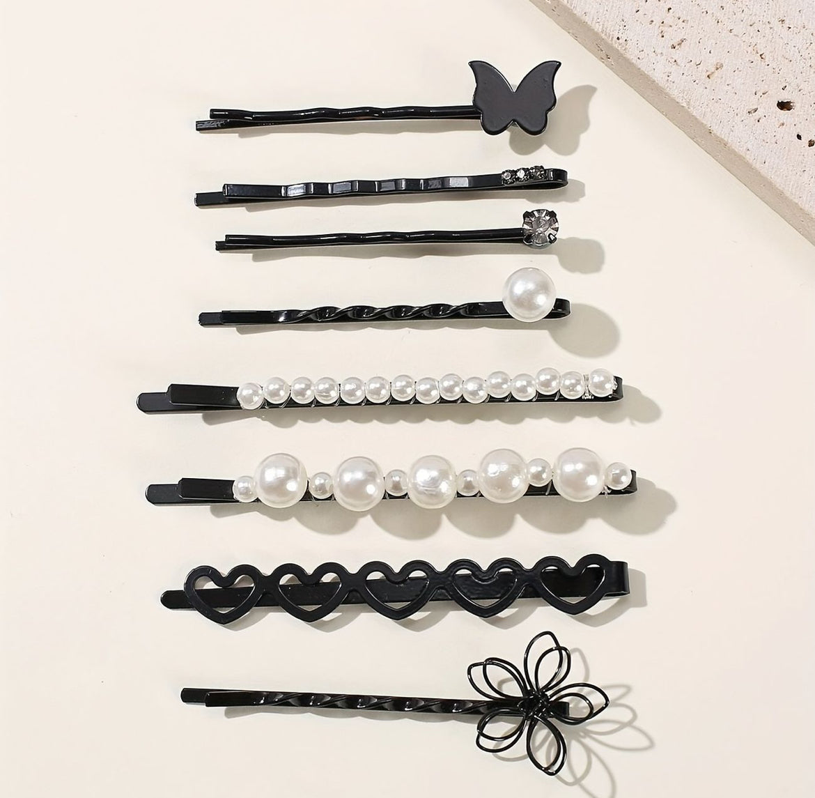 8 Pièces Fausses Perles Pince À Cheveux