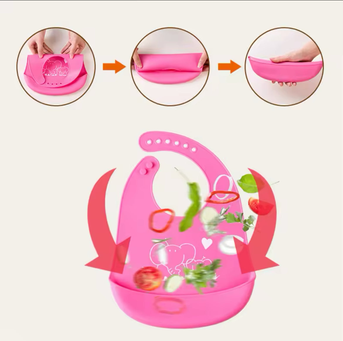 مريلة سيليكون لمستلزمات تغذية الأطفال حديثي الولادة مقاومة للماء، قطعة واحدة