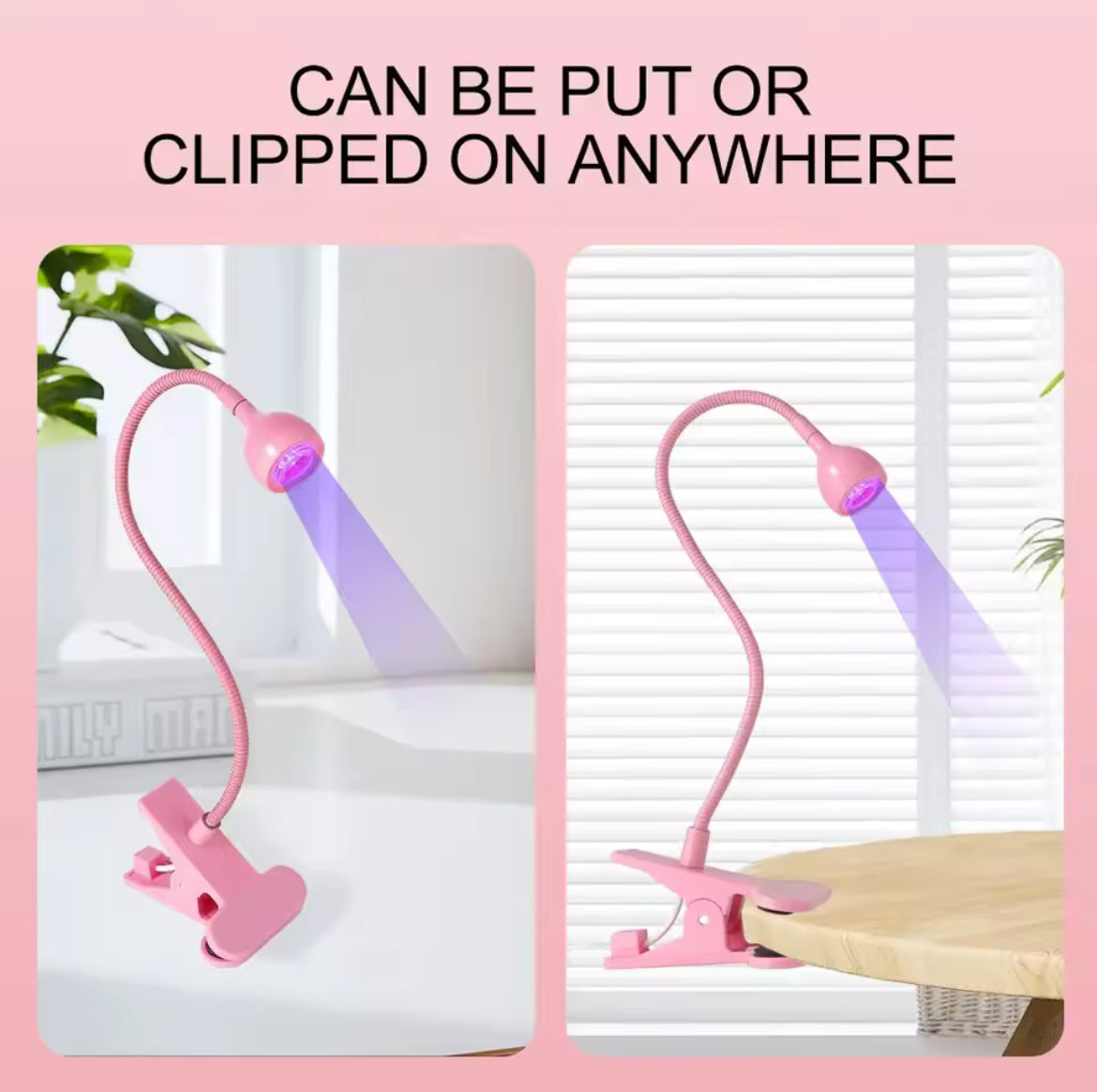 مصباح تجفيف طلاء الأظافر بالأشعة فوق البنفسجية LED، مشبك سطح مكتب مرن، مجفف أظافر محمول صغير بمنفذ USB، أدوات صالون تجميل الأظافر بزاوية 360 درجة