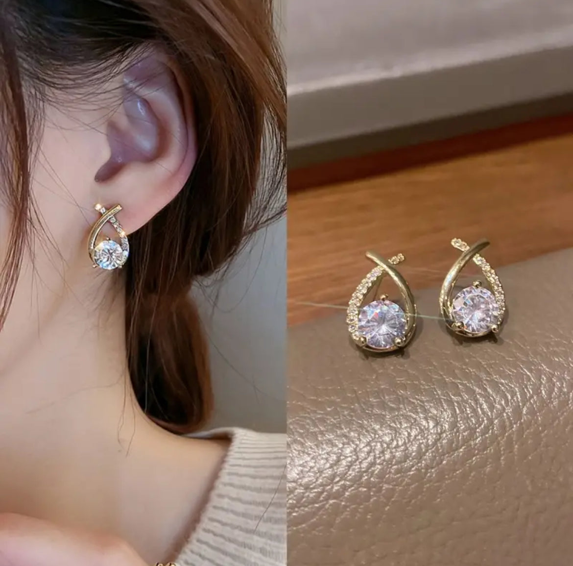 أقراط مرصعة بأحجار الراين