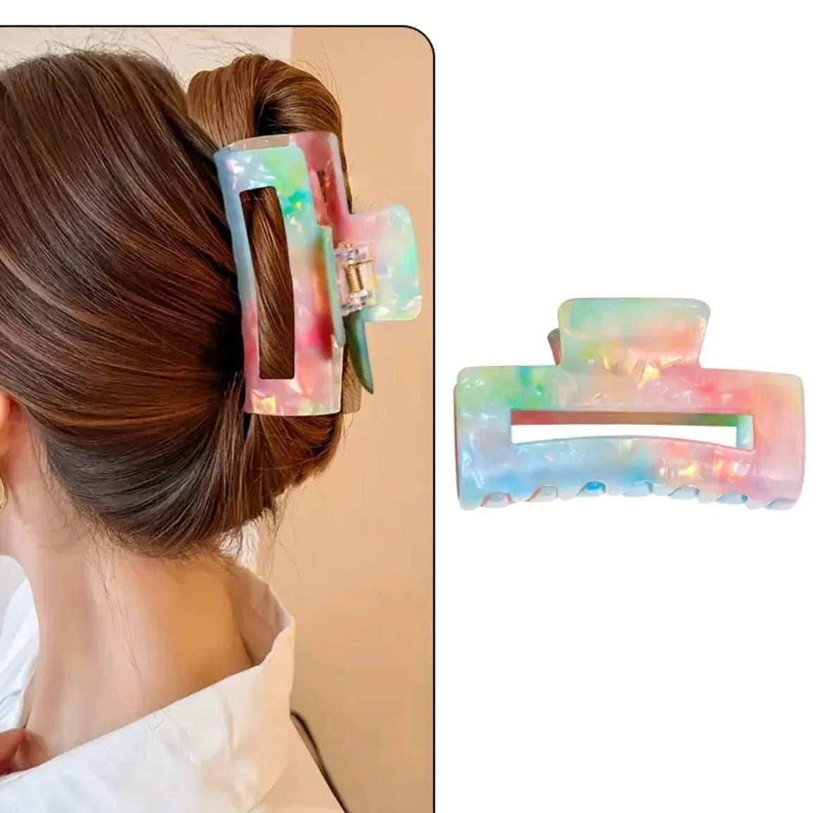 Pince À Cheveux Creuse Carrée Style De Couleur Illusoire Élégant Et Vintage